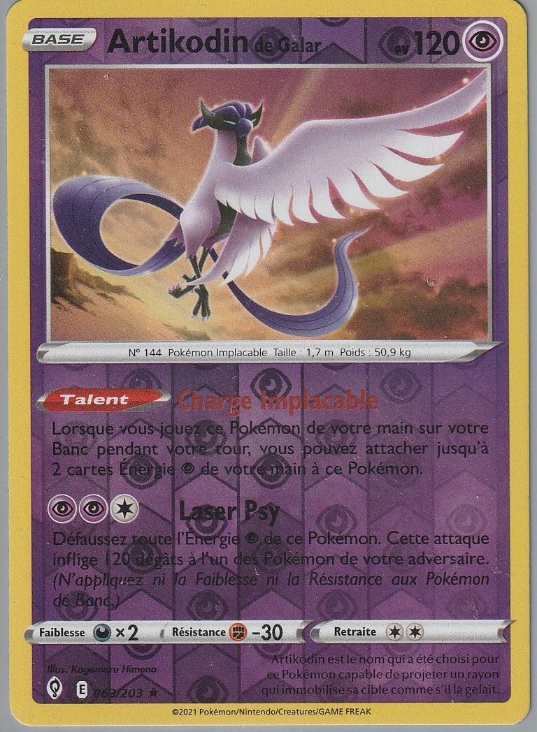 Carte Pokemon - Artikodin De Galar - 063/203 - Holo-Reverse - Eb7 Evolution Celeste -