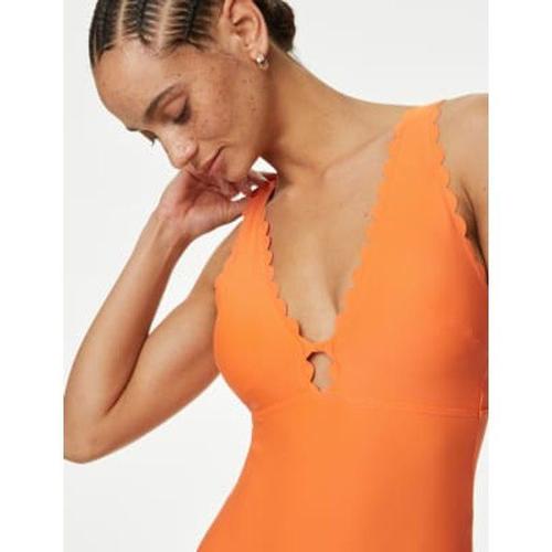 Maillot De Bain Ampliforme Plongeant À Festons - Orange