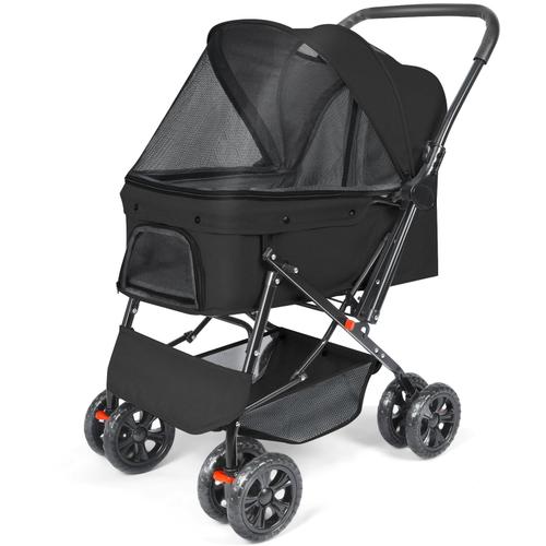 Poussette Pour Chien Pet Stroller, 8 Roues, Noir