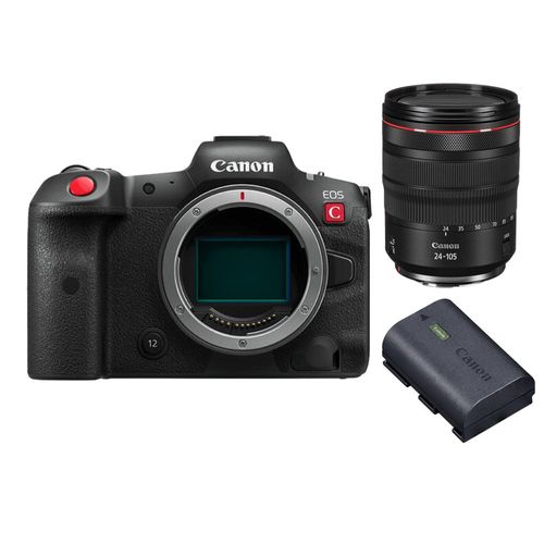 Boîtier Canon EOS R5C + RF 24-105 mm f4L IS USM + batterie LP-E6NH