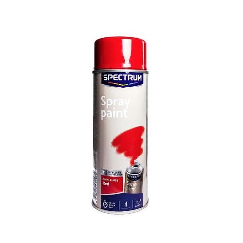 SPECTRUM SPRAY PAINT HIGH GLOSS RED 8710259011970 AEROSOL PEINTURE 400 ML AUTO MOTO BRICOLAGE SCOOTER ART DECORATION RENOVER RENOVATION MAISON VEHICULE COMASOUND KARTEL CSK ONLINE