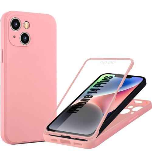 Coque Intégrale 360 Pour Iphone 14 Plus Rose, Anti-Rayures Léger Souple