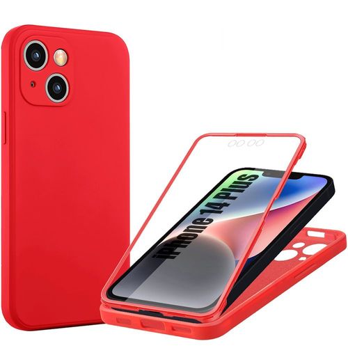 Coque Pour Iphone 14 Plus Rouge Protection Intégrale 360 Degré Antichoc Silicone