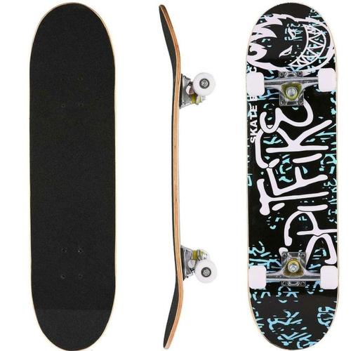 Skateboard, Max 150kg, 9 Couches En Bois D'erable , Roues Pu, Roulement Abec-7.