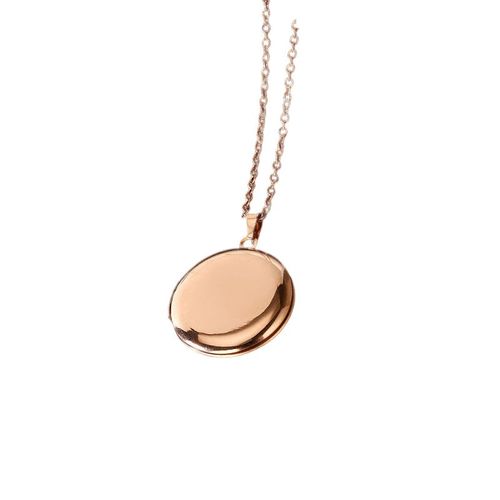 Collier Médaillon Photo Rond En Acier Inoxydable Or