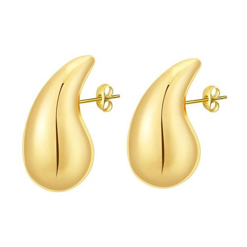 1 Paire De Boucles D'oreilles Goutte D'eau Creuses En Cuivre Or