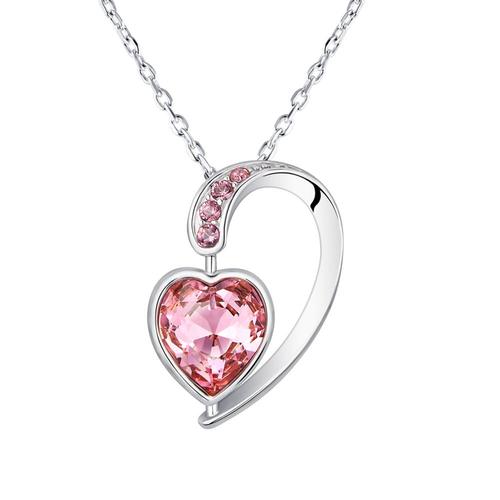 Pendentif Coeur Orné De Cristaux De Swarovski Rose Et Plaqué Rhodium - Crystal Pearl Cry E202 J Unique