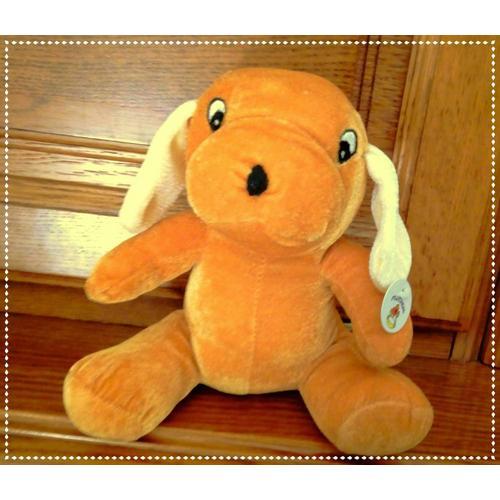 Peluche Doudou Tout Doux 100% Neuf - En Forme De Chien - Animal Animaux - Jouet Figurine Ou Déco Décoration De Chambre - Pour Enfant Fille Ou Garçon Garcon - Brun Marron Clair Satiné &#43 Beige Écru