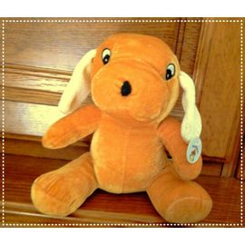 Peluche Doudou Tout Doux 100% Neuf - En Forme De Chien - Animal Animaux - Jouet Figurine Ou Déco Décoration De Chambre - Pour Enfant Fille Ou Garçon Garcon - Brun Marron Clair Satiné &#43 Beige Écru