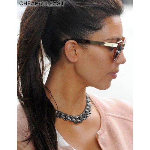 Collier Chaine Chunky Grosse Maille Gros Maillons Gun Chrome Noir