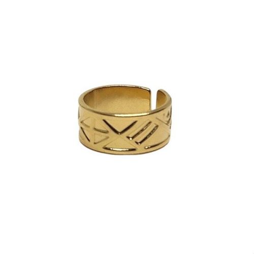 Bague Ajustable Femme Acier Inoxydable Doré Art Déco 1840