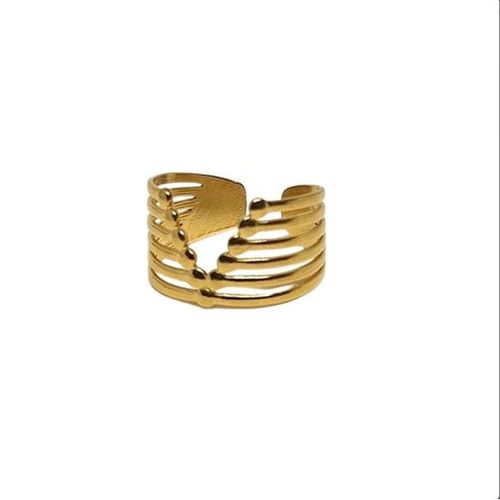 Bague Ajustable Femme Acier Inoxydable Doré Art Déco 280