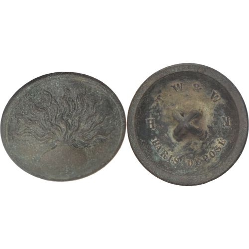 Militaria - Bouton Avec Grenade - 23.3 Mm - T. W. & W (Trelon-Weldon-Weil), H M (Hartog Et Marchand)-Paris Depose-09-174