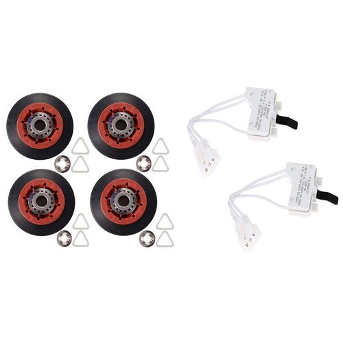 Rouleau de tambour de sèche-linge 8536974, 4 pièces, 2 pièces pour commutateur de porte de sèche-linge 3406107, assemblage de remplacement Par