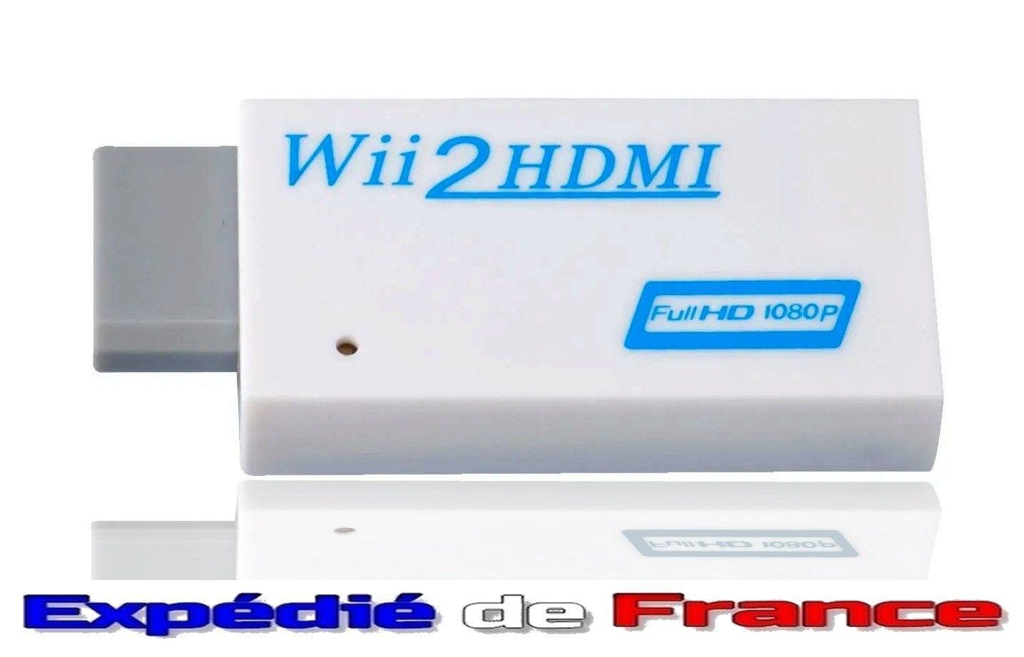 Adaptateur Wii Hdmi, adaptateur convertisseur Wii vers HDMI 720/1080p avec  sortie audio 3,5 mm, Wii 2 Hdmi Con