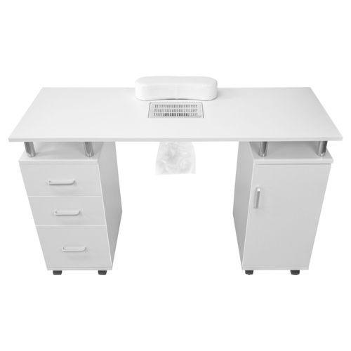 Table Manucure Professionnelle Blanche Mdf Pour Bar À Ongles, Salon De Beauté Avec Aspirateur Inclus