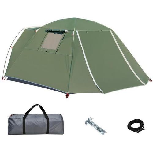 Costway Tente De Camping Portable 4 À 6 Personnes,Double Couche Avec Double Toit,2 Portes Coupe-Vent,Sac De Transport Pour Randonnée