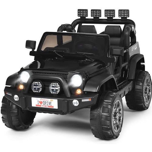 Costway Jeep Voiture 4x4 Électrique 12v Pour Enfants 3+ Ans, 2 Places, Télécommande 2.4g, Lumières Led Et Musique,Noir