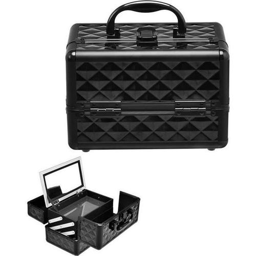 Costway Coffret De Maquillage Beauty Case Avec Miroir Et Bandoulière 23 X 15 X 18cm Pour Coiffeuse,Maquilleur,Fournitures De Couture Multicolore