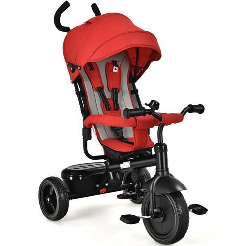 Costway Tricycle Evolutif 4en1 Avec Harnais De Sécurité,Auvent Réglables, Garde-Corps Amovible Pour Enfant/Bébé Mixte 1-6 Ans Rouge