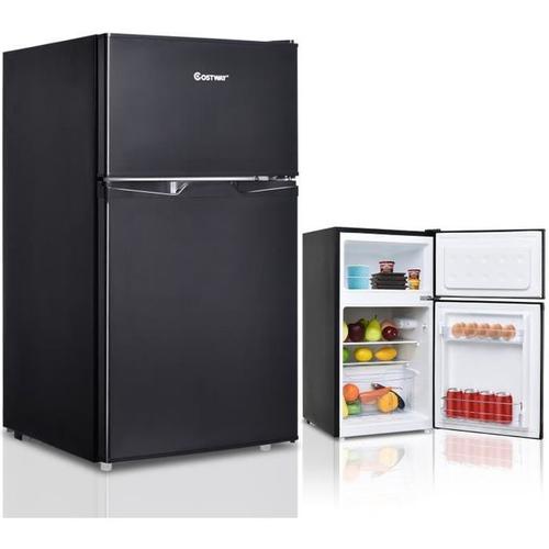 Réfrigérateur Combiné COSTWAY 85L 100W avec Congélateur 25L et Éclairage Intégré