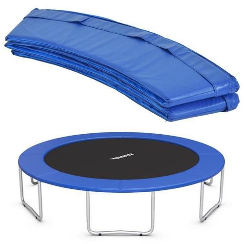 Costway Coussin De Protection Pour Trampoline 304 Cm Pliable Pvc Imperméable Et Résistant Aux Déchirures Sangles Elastiques Bleu