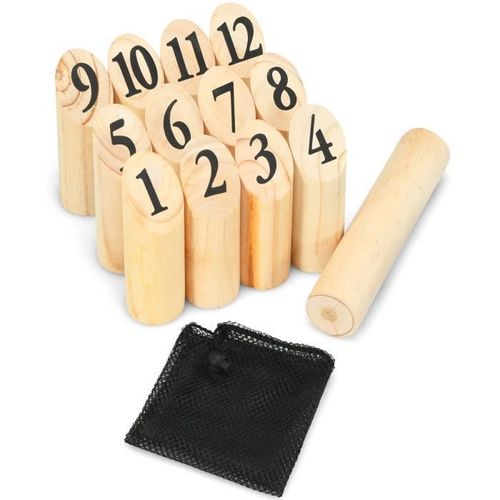Costway Jeu De Quilles En Bois Nordiques Portable Avec Blocs Numérotés Et Sac De Rangement Pour Pelouse Jeu Familial De Plein Air
