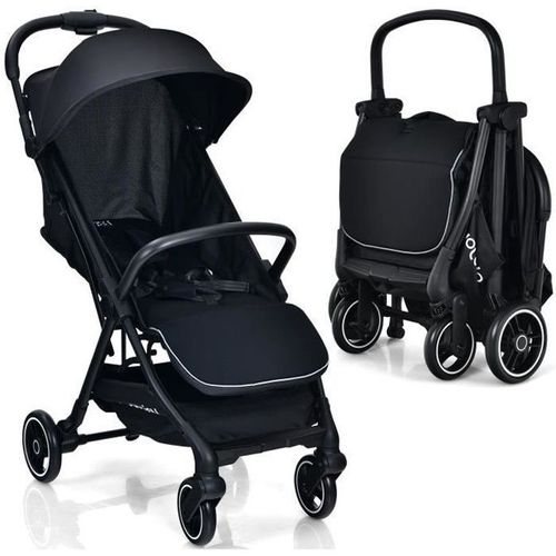 Costway Poussette Compacte Pliant À Une Main Dossier Incliné 100°-145° Et Auvent Repose-Pieds Réglables Structure En Aluminium Noir