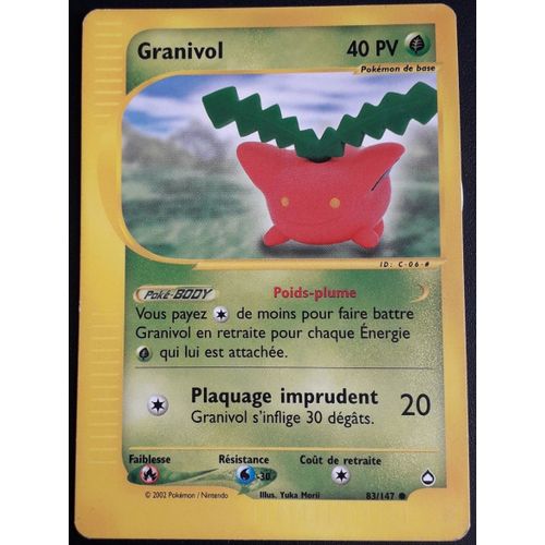 Carte Pokémon Granivol 83/147 - Aquapolis Wizards (Fr)