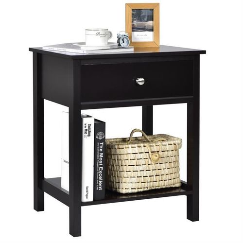 Costway Table De Chevet À 2 Niveaux Style Moderne Simple 48 X 40 X 58 Cm Noir