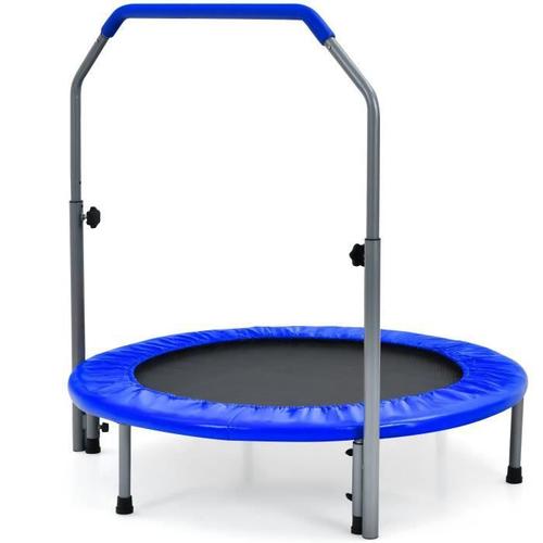 Costway Trampoline De Fitness Pliable 101 Cm Avec Main Courante En Mousse Hauteur Réglable Sur 4 Niveaux Charge 150 Kg Pour Adultes