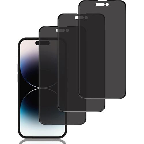 Verre Trempé Pour Iphone 14 Pro Max, 3 Pièces Anti Espion Film De Protection Écran, Anti-Peeping Anti-Spy Ultra Résistant Anti Rayures Indice Dureté 9h Glass