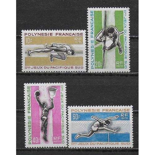 Polynesie 1966 : 2ème Jeux Du Pacifique-Sud, À Nouméa : Saut En Hauteur/Saut À La Perche/Basket/Saut De Haies - Série Entière De 4 Timbres Neufs ** Cote 41,50 Euros