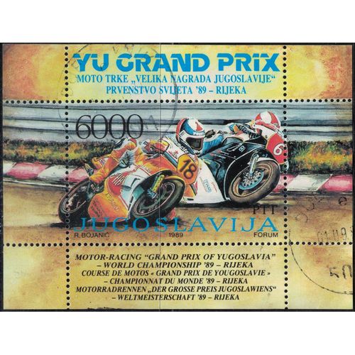 Yougoslavie 1989 Bloc Used Yu Grand Prix Championnat Du Monde De Moto Rijeka Y&t Yu Bf33 Su