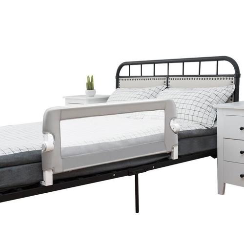 Costway Barrière De Lit Enfant Pliable 105x40x42cm Angle 0°-180° Avec Sangle En Tissu Oxford Mousse Souple, Trous Pré-Percés Gris