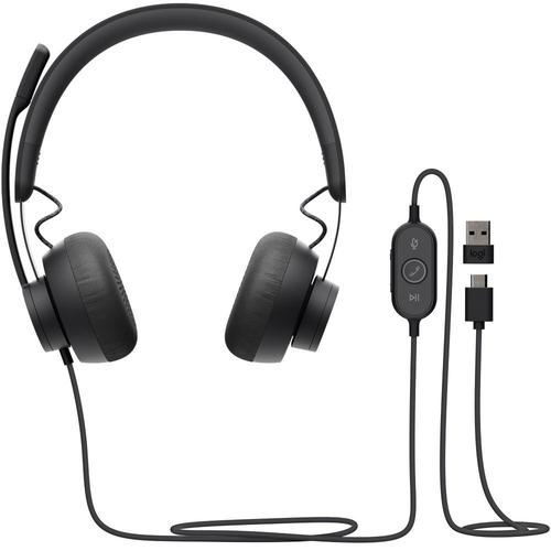Logitech Zone 750 - Micro-casque - sur-oreille - filaire - Suppresseur de bruit actif - USB-C