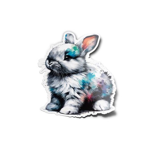 PACK x5 AUTOCOLLANTS STICKERS Bébé Lapin Aquarelle – Résistant Eau/Uv, Parfait pour Décoration Intérieure et Objets Personnels 8cm