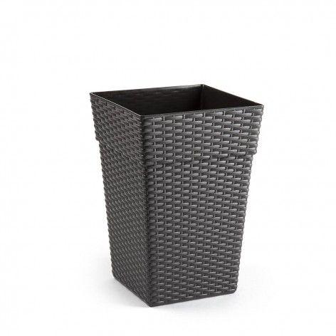 Pot En Rotin Haut 20 Cm Gris Foncé