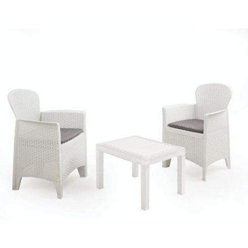 Tresillo Akita Coussins Blanc 3 Pièces Ensemble