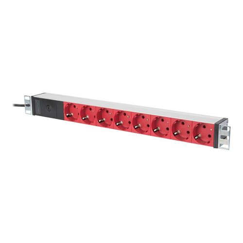 DIGITUS Professional DN-95410-R - Coupe-circuit (rack-montable) - CA 220-240 V - 4000 Watt - entrée : IEC 60320 C14 - connecteurs de sortie : 8 (power CEE 7/7) - 1U - 19" - 2 m cordon - rouge