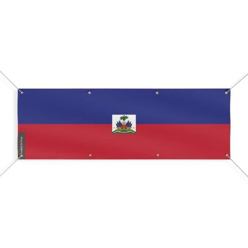 Bannière Drapeau d'Haïti 8 Oeillets 50x150 cm