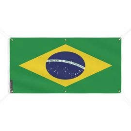 Bannière Drapeau Du Brésil 6 Oeillets 120x240cm En Polyester