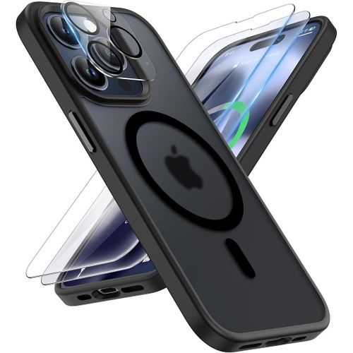 Coque Pour Iphone 16 Pro Avec Cercle Magnétique, Protection Translucide + 2 Verres Trempés Ecran Et 2 Vitres Caméra Arrière - Booling