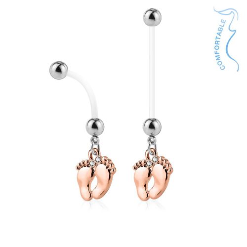 Piercing Nombril Grossesse Pieds Bébé Maternité Longue Barre Acrylique Retainer Bioflex Pawlina Cuivré Lovepiercing