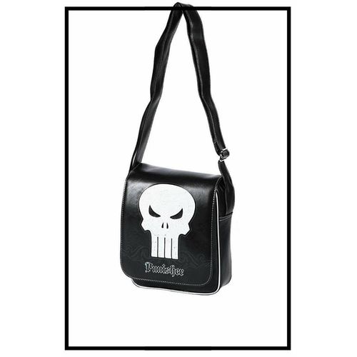 Sac Punisher Marvel - 100% Neuf - Sac Main Pochette À Bandoulière - Noir Et Blanc - En Cuir Synthétique Avec Tête De Mort Crâne Crane Tete Gothique Goth - Pour Femme Homme Garcon Garçon Fille