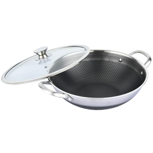 Wok À Structure Nid D¿Abeille, Inox, 36 Cm