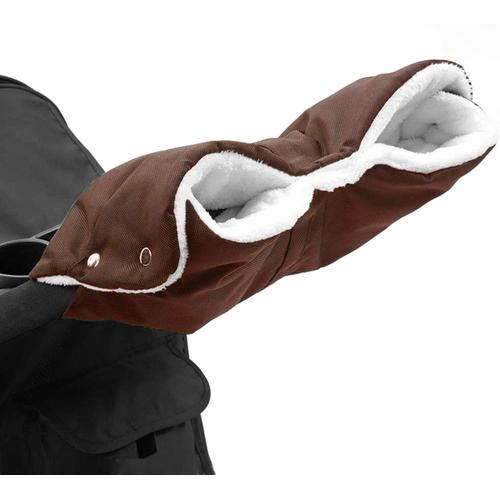 Gants De Poussette,Moufles Poussette Coupe-Vent Et Imperméable,Pour Poussettes Doux Chaud Hiver Antigel Protect Mains(Brun)