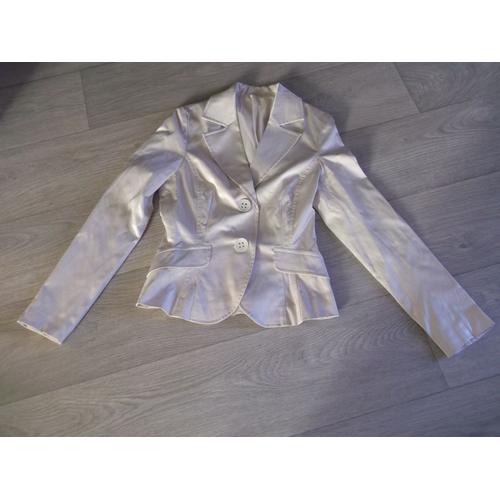 Veste La Halle Soirée Satinée Habillée Crème Taille 36 Tbe