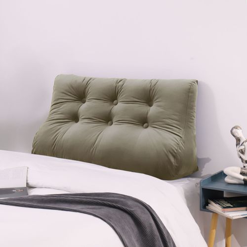 Vercart Compensé Coussin De Lecture Triangulaire De Repos Au Lit Dossier Tête De Lit Soutien Dorsal Oreiller Décoratif, Brun Clair Velours