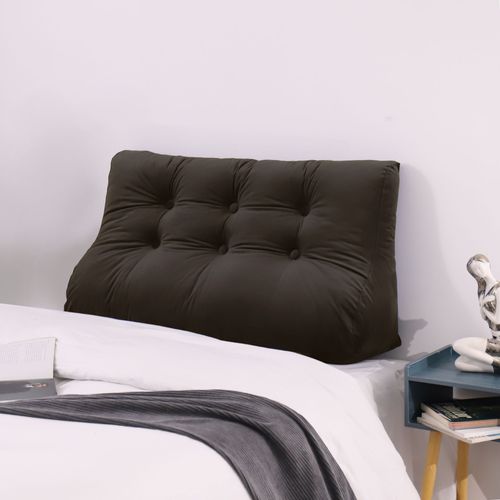 Vercart Compensé Coussin De Lecture Triangulaire De Repos Au Lit Dossier Tête De Lit Soutien Dorsal Oreiller Décoratif, Café Velours